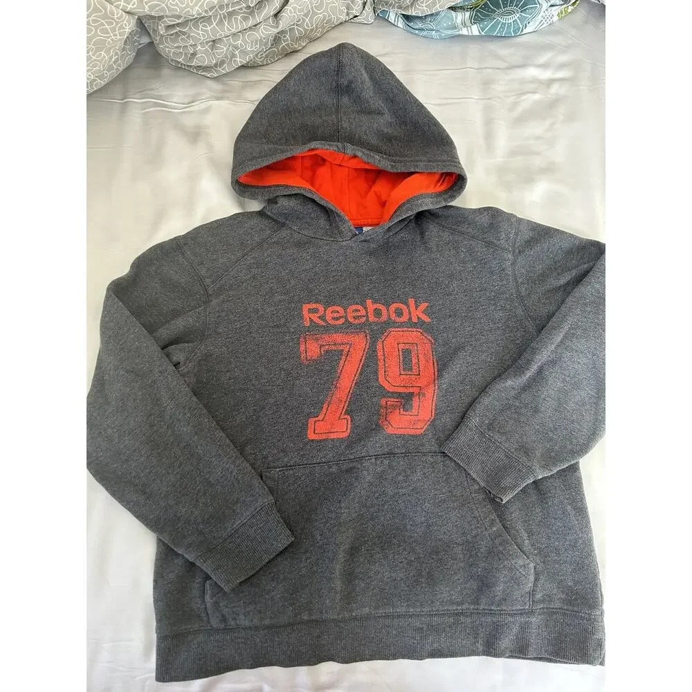 Reebok Grey Orange Hoodie size small